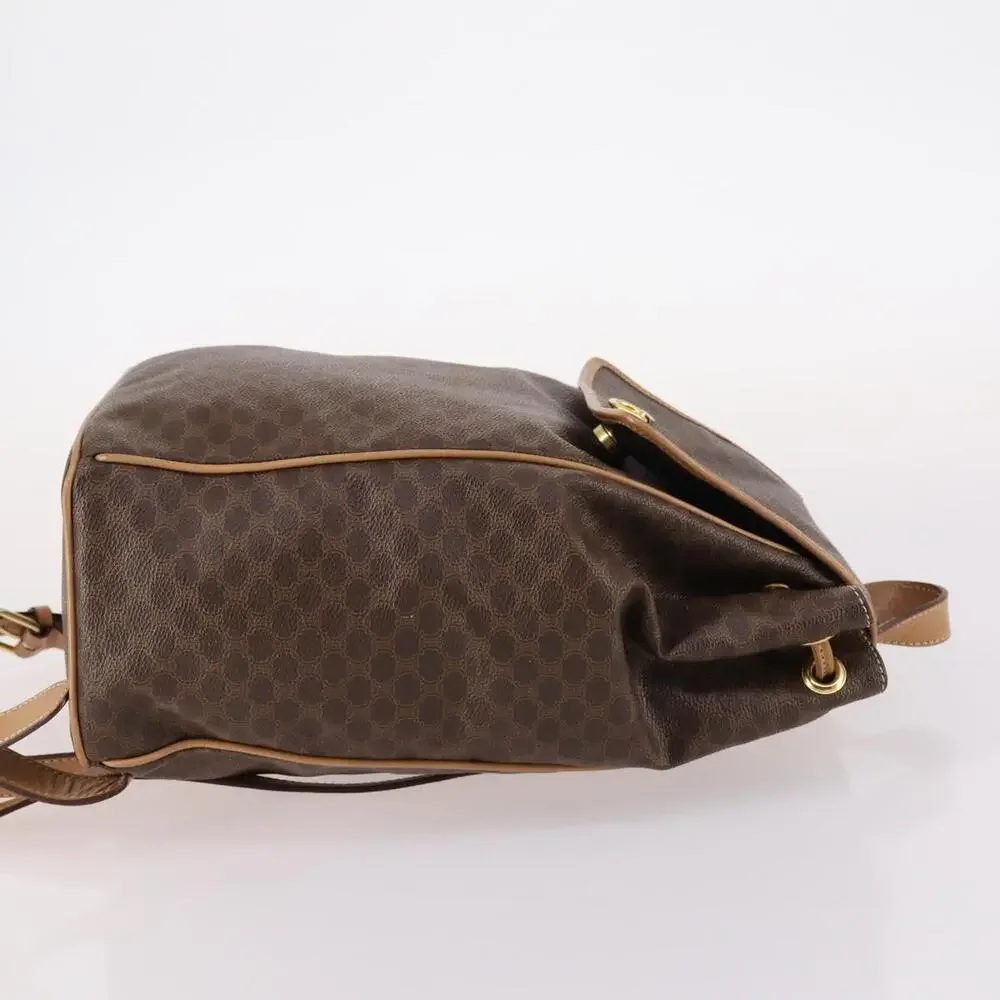 CELINE Macadam Canvas Backpack Pvc Leather Brown Gold